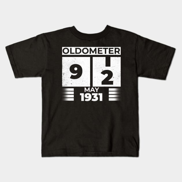 Oldometer 92 Years Old Born In May 1931 Kids T-Shirt by RomanDanielsArt